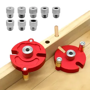3-10mm Wood Dowel Jig Kit Fast-splicing Vertical Hole Jig Drill Guide Locator Aluminum Alloy Self-Centering Punching Hole Tools Hardware Tool Kit