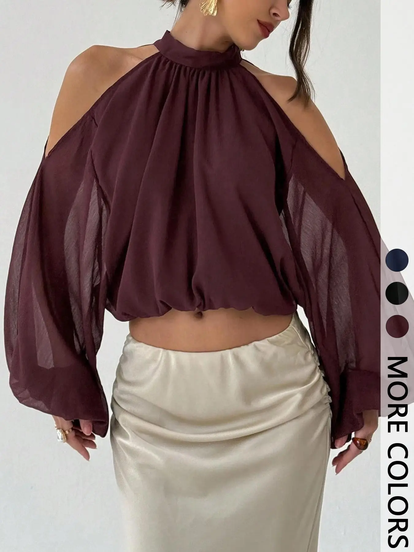 Elegant, Chic One-Piece Pure Color Off-Shoulder Short Blouse Shirts, Backless Tops, Statement, Stylish Backless Design, Perfect for Casual & Formal Wear, Women's Fashion Essential Top