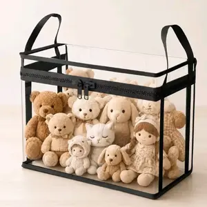 Clear Thick Plastic Storage Box with Hinged Lid, Sturdy Durable Large-Capacity Bin, Ideal for Home, Camping, Moving
