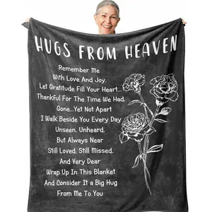 1pc Memorial gifts, condolence gifts for the bereaved, best bereavement and daily memorial items, comforting gifts for a mother after a miscarriage, heaven hug blankets, Slogan Print Blanket