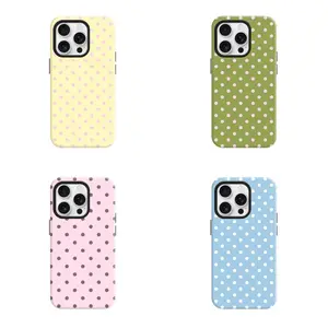 Colorful Polka Dots For Spring & Summer Shockproof Phone Case Elegant Retro Style Cover for iPhone/Samsung Anti-Slip Anti-Yellowing 2-in-1 PBT+TPU