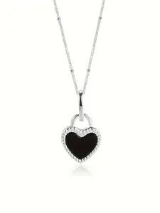 Women's S925 Silver Heart Pendant Necklace, Jewelry Gift for Women, Perfect for Wedding Engagement Birthday Present, Heart Shaped Necklace, Zircon Necklace