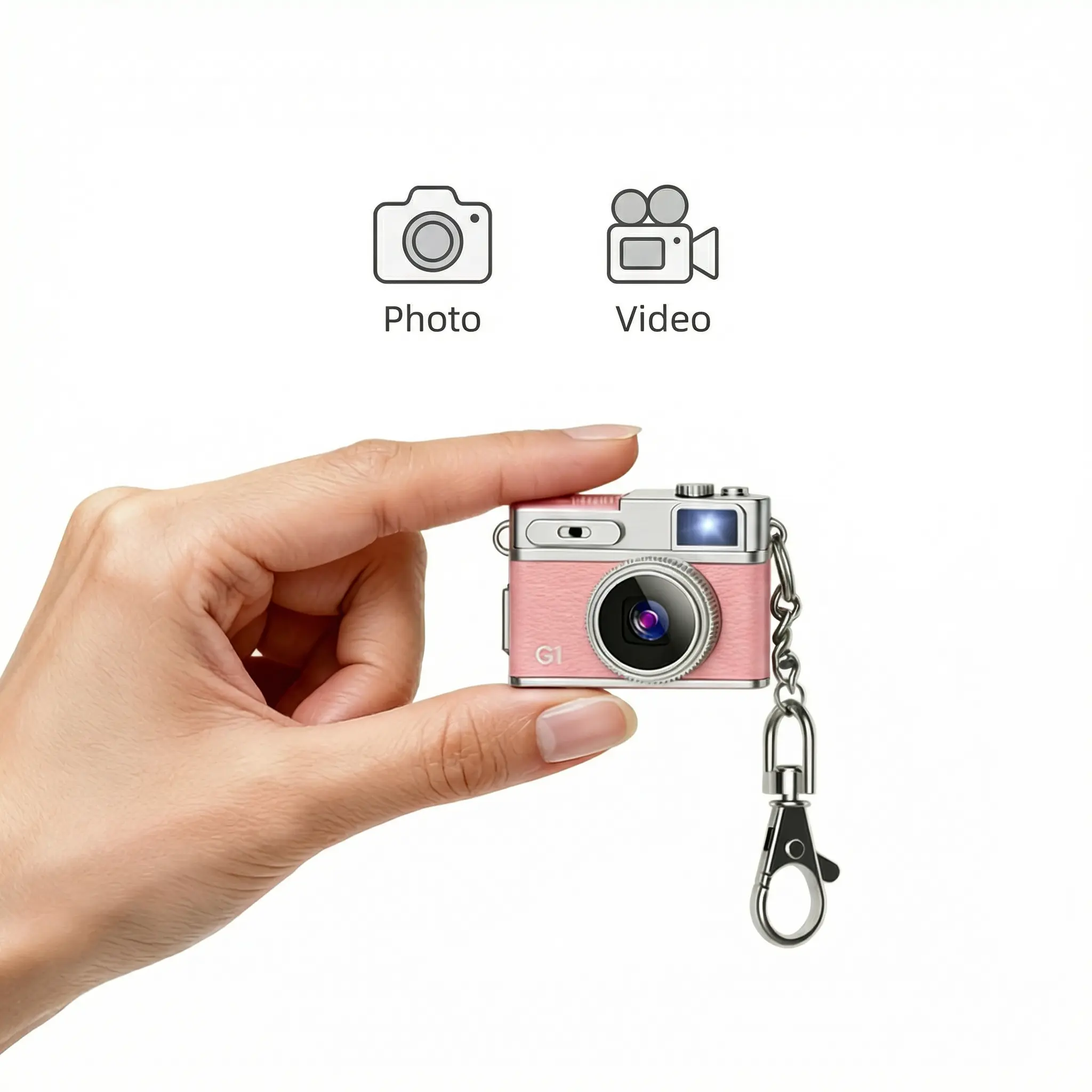 Mini Digital Camera Y2K Keychain Pocket Camera 1080P HD 1MP Lens Flash 0.96-Inch Screen 16GB SD Card Compact Stylish for Travel Concerts Kids Instant Party Use Perfect Holiday Gift Cable Charging Chargeable Pink Portable Handycam
