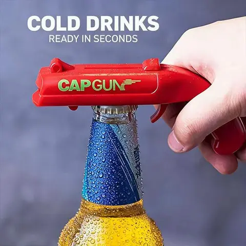 Gun Shape Beer Opener - 1 Count, Bold Cap-Gun Look, Funny & Creative Design, Plastic Body, Barbecue Tool, All Ages Essential for Family Outdoor Gatherings, Versatile Kitchen Utensil Gadget