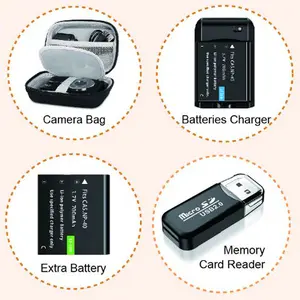 Camkory Accessory Kit: Camera Bag, Battery Charger, Extra Battery, Memory Card Reader 【Compatible with all Camkory cameras】