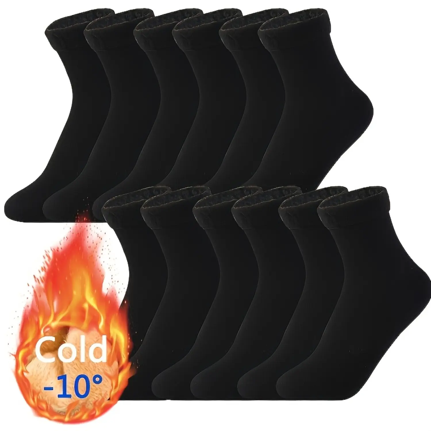Women's Thick Suede Mid-Calf Socks - 10 Pairs (10 Pieces/Black), Autumn-Winter Warm Cold-Resistant Socks, Ideal for Cold Weather Gifting, Warm Socks