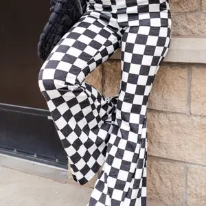 Checkered High Rise Flared Pants