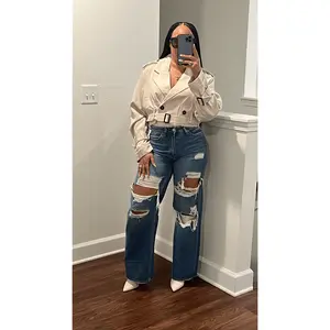 Cropped Trench Jacket Coat- Beige