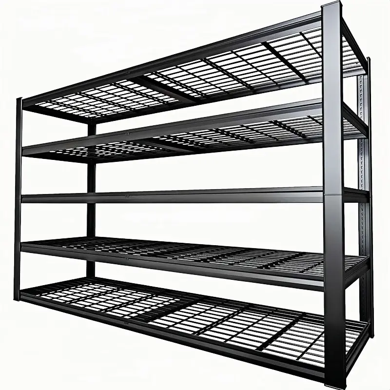 3000LB Heavy-Duty Metal 5-Tier Adjustable Garage Shelf - Extra Wide Storage Rack with Easy No-Bolt Assembly, Easyclimb Rubber Ft, Utility Steel Organiser for Garage, Warehouse, Garage Organization, Closet Storage