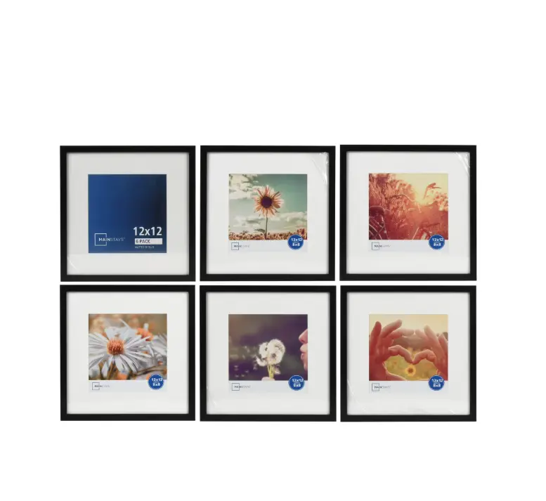 Mainstays 8x8 Matted Black Picture Frame Set of 6 for Gallery Wall Photos