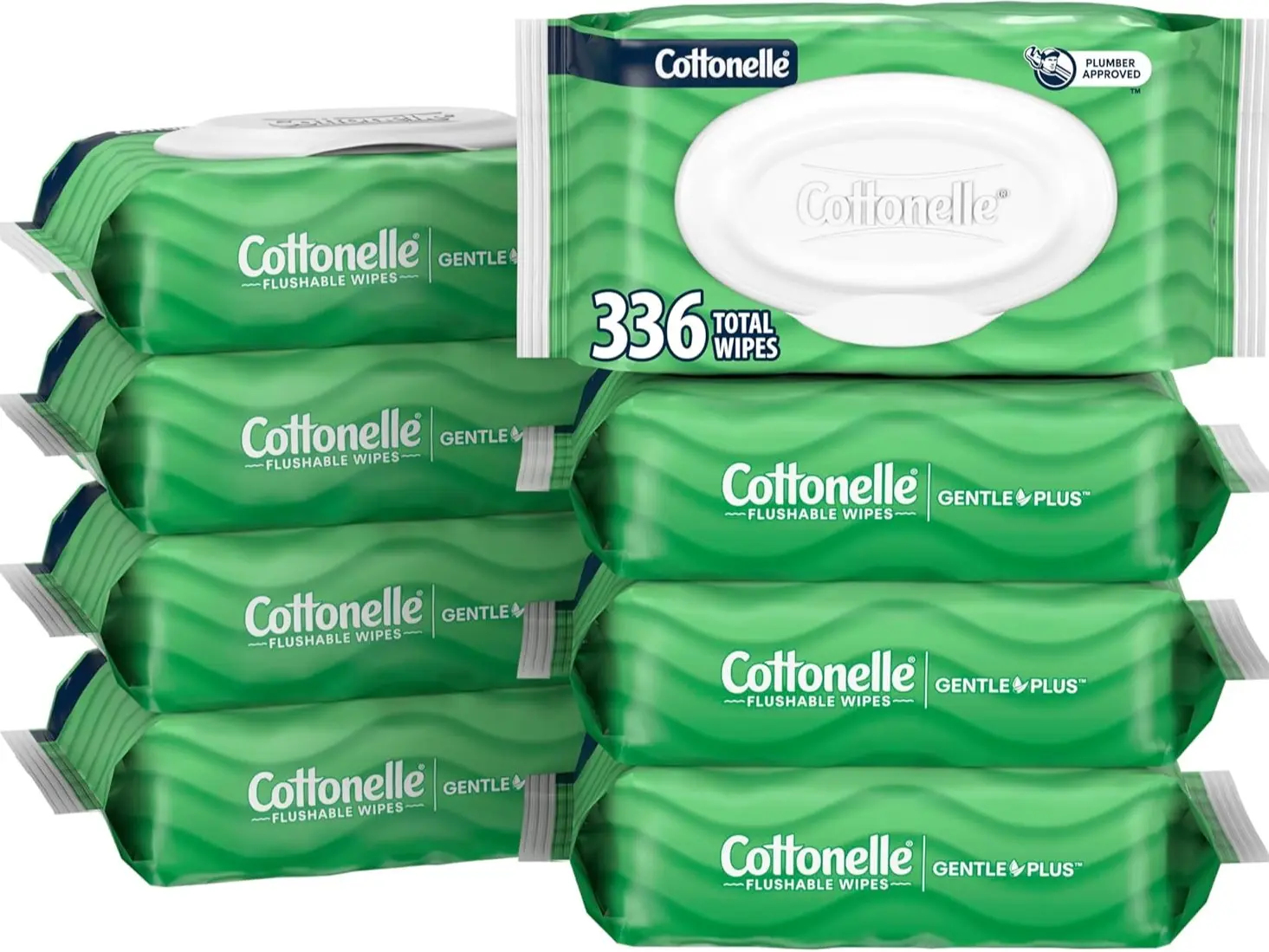 8 Flip Top Packs Gentle Plus Flushable Wet Wipes