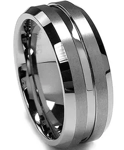 8MM High Polish / Matte Finish Men's Tungsten Ring Wedding Band Sizes 6 to 15