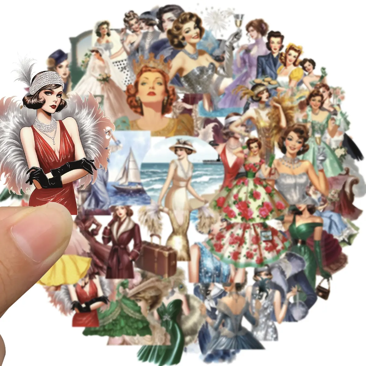 50 Pcs Vintage Victorian Lady Clear Cut Out Stickers, Scrapbook Accessories, Retro Aesthetic Ephemera for Scrapbooking, Journaling, Planners, Resin Crafts, Collage Projects