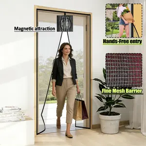 Magnetic Door Curtain - Self-Adhesive Mosquito Barrier for Summer, Enjoy Breezy, Pet-Friendly, Pest-Free Homes with Modern Style, Fine Mesh Screen Door, Easy Installation