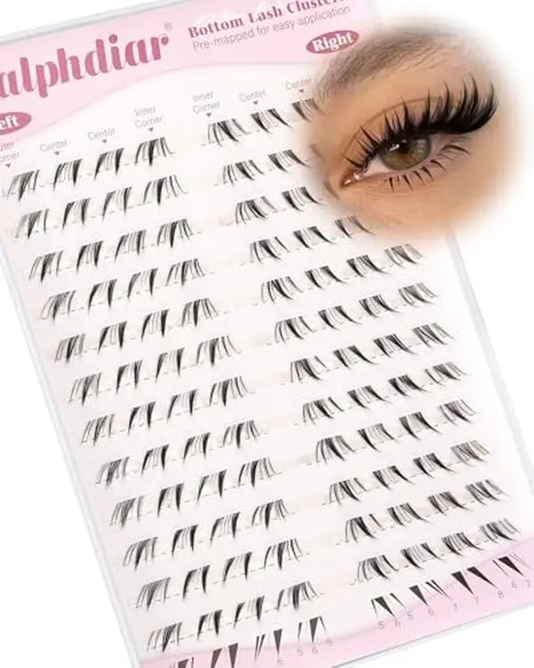 Calphdiar Bottom Lash Clusters 5-8MM Pre-Mapped Bottom Lashes CC Curl Bottom Eyelash Clusters Individual Lower Lash Clusters for Natural Eye Looks, DIY Bottom Lash Extensions for Beginners