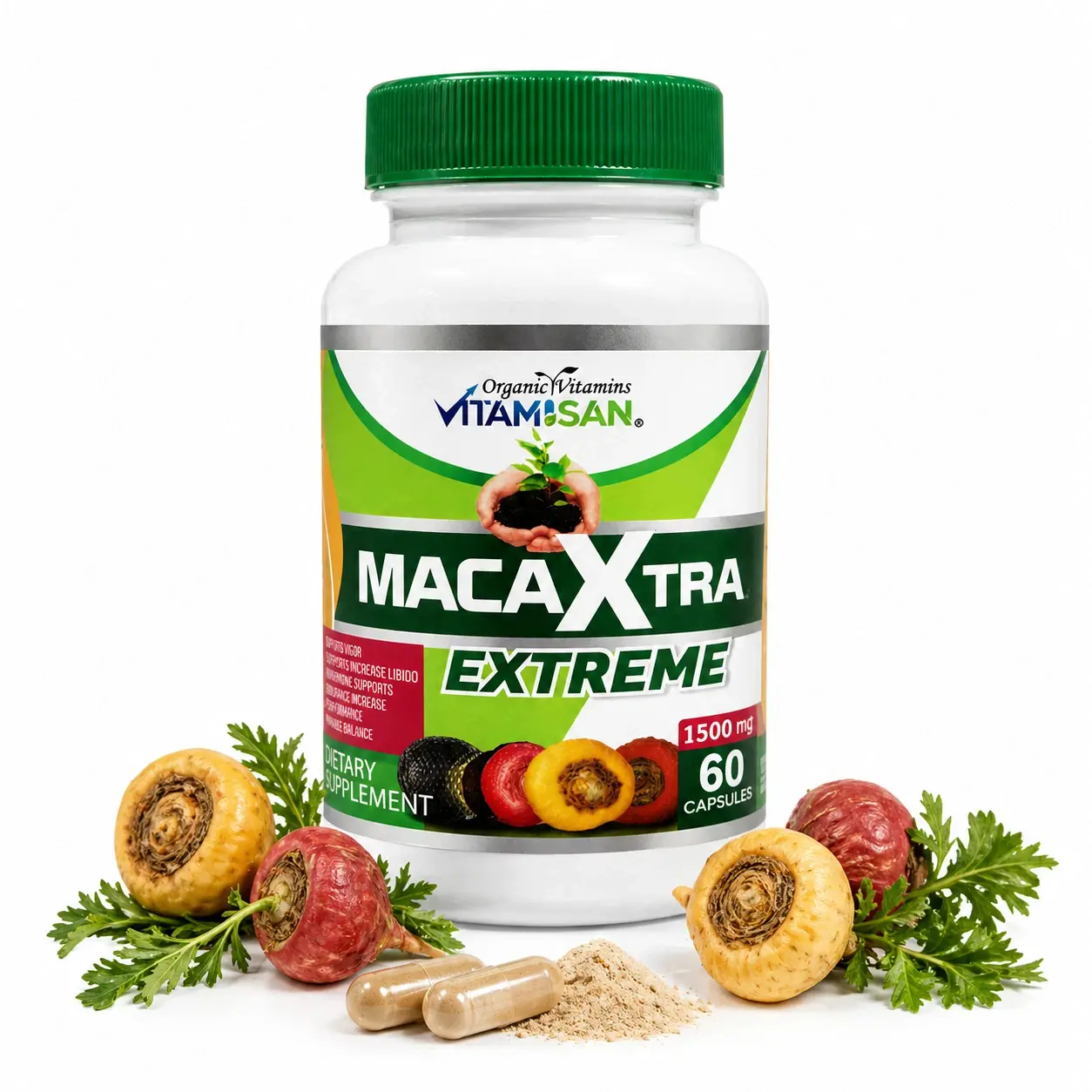 MACA ROOT capsules ( lepidum mayenil ) 60 count organic vitamins