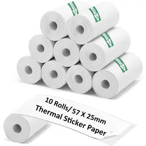 10 Rolls Mini Thermal Printer Paper, 57 X 25mm Sticker Paper for    Thermal Camera Paper Roll Refill