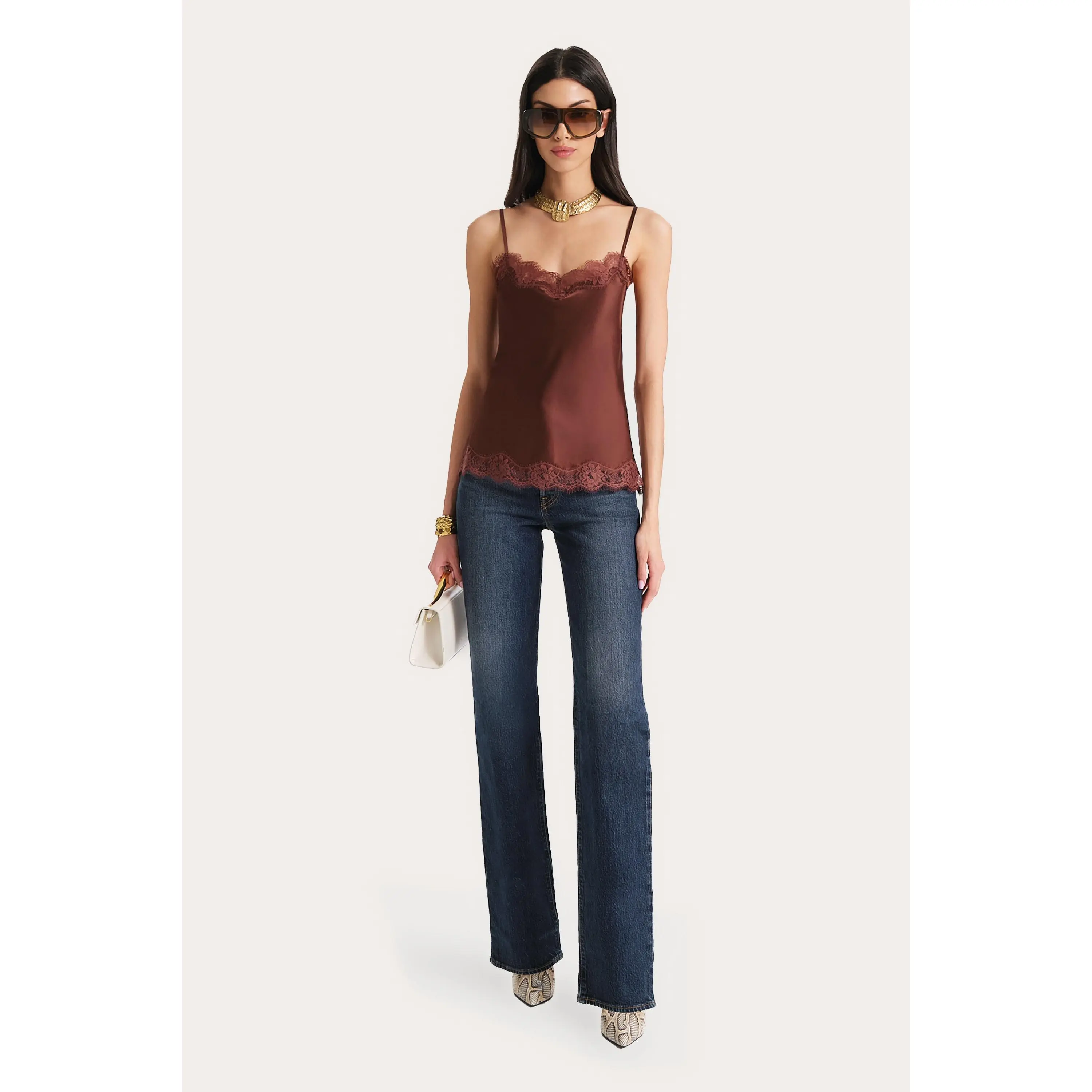 Brooke Silk Charmeuse Lace Trim Cami
