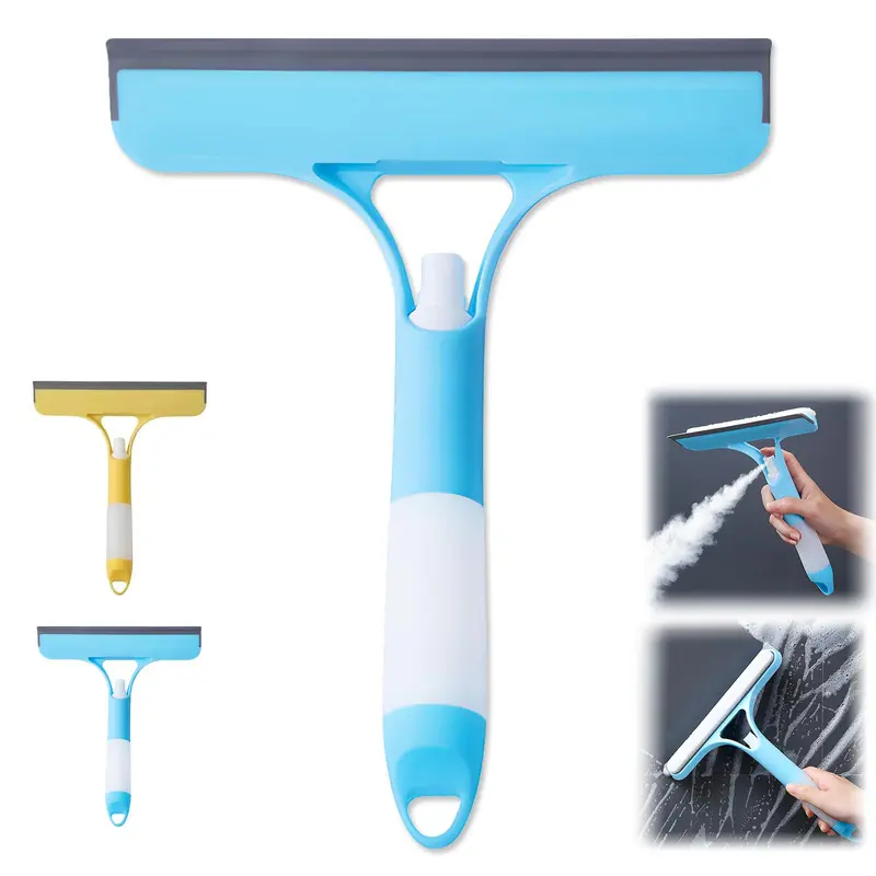 3-in-1 Household Cleaning Tool - Handheld All-Purpose Cleaning and Drying Squeegee Kit with Blade, Ergonomic Grip, Durable Sponge Brush, Compact Design, Less Hand Fatigue for Home Crystal-Clear Glass, Car Windows, Multi-Use