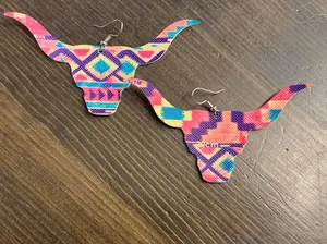 Aztec Longhorn Earrings