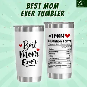 MOM BIRTHDAY GIFT - Best Mom Ever Tumbler, 20oz Stainless Steel with Lid -  Mothers Day Gift Ideas, Perfect Birthday Gifts For Mom, Bonus Mom, Step Mom Mom-in-law from Daughter or Son