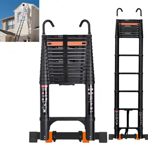 20.3FT Telescoping Ladder with 2 Detachable Hooks DIY Aluminum Extension Ladders for Home Indoor Outdoor, Portable Heavy Duty Ladder 330lbs Max