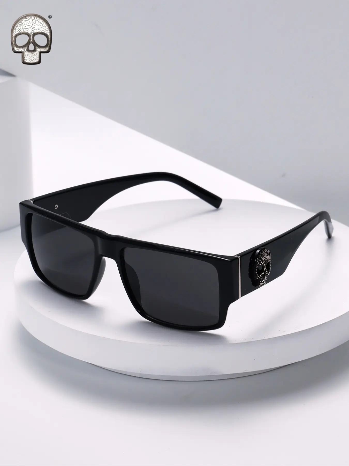 Vintage Style Men's Street Skull Glasses Frame, Skull Accents, Casual PC Frame, All-Season Decorative Eyewear, Unique Handmade Design, Square Frame Glasses, Polycarbonate Glasses