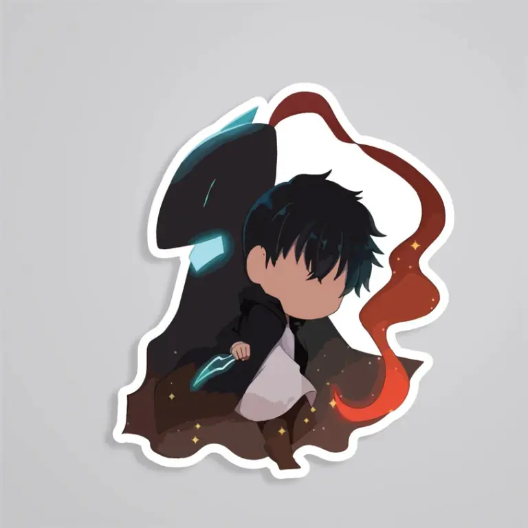 Jin Woo and Igris Chibi Anime Stickers