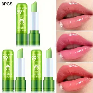 3-Pack Aloe Vera Color-Changing Lipstick, Moisturizing Long-Lasting Berry Shades, Non-Fading Hydrating Lip Balm, Lip Moisturizer
