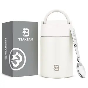 Thermo for Hot Food,17OZ Wide Mouth Insulated Food Container with Spoon & Handle, Stainless Steel Hot Lunch Box for Adults