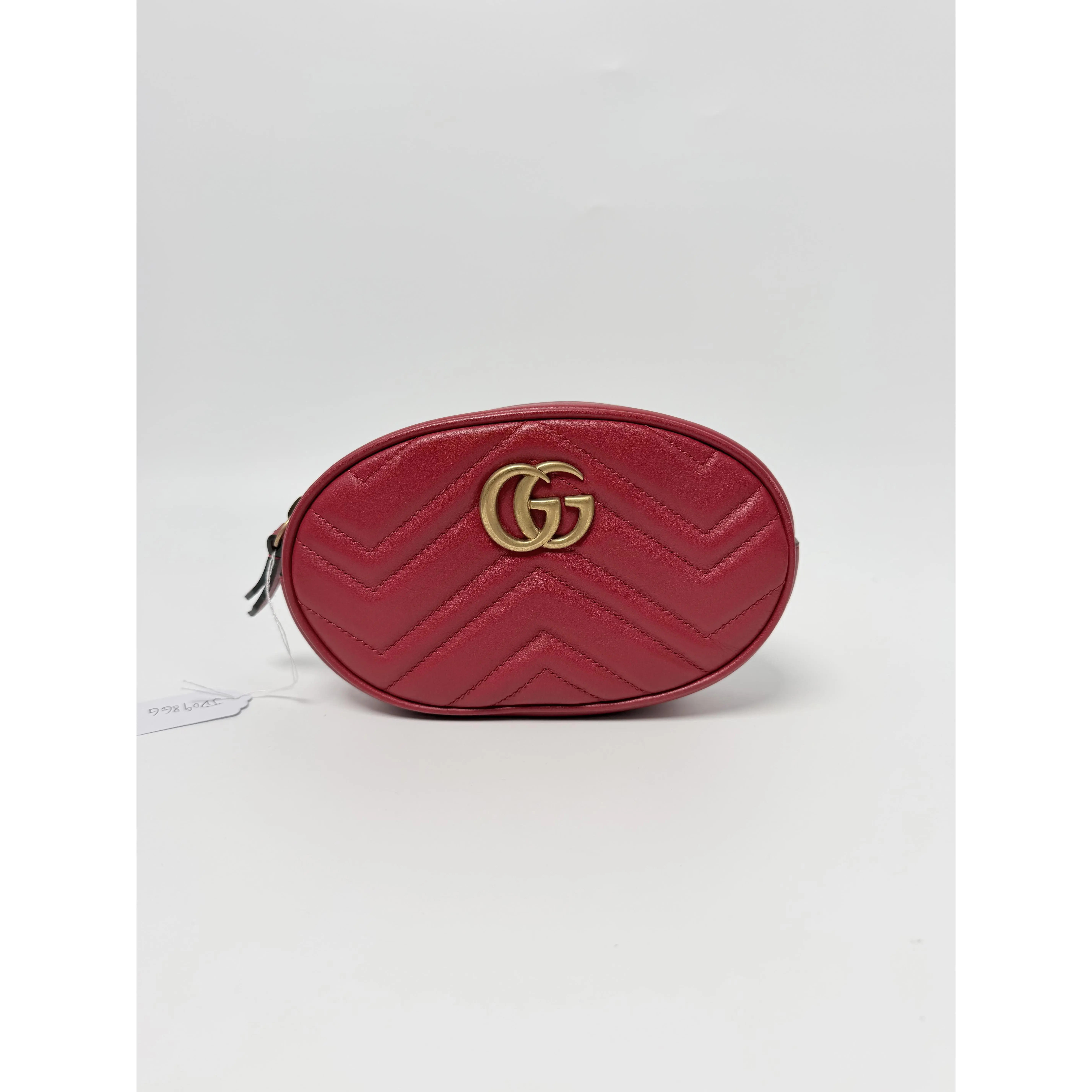 Pre-owned GUCCI Leather Belt Bags GG Marmont Belt Bag Pink Quilted Waist Bag Mini Crossbody Designer Bag JD098GG