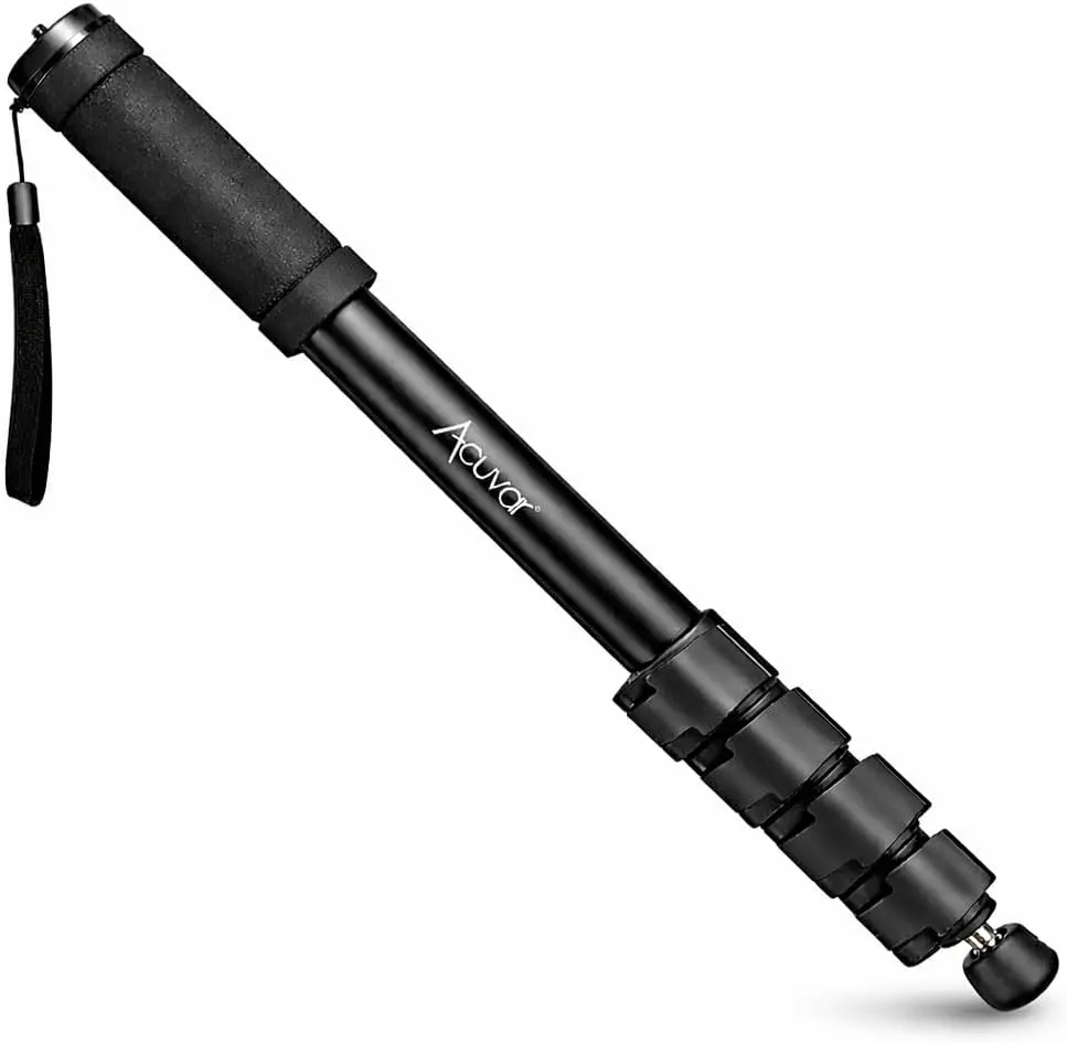 62-Inch Lightweight Durable Collapsible Metal Handheld Monopod - 4-Section Extending Pole, Non-Slip Grip, Safety Strap, Cam Mount, Tripod, Retract Spike, Accessories for DSLR, Mirrorless Cameras, Camcorders, Smartphones (With Protection), Sports, 62 Inche