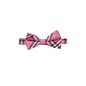 Young Boy's Plaid Print Bow Tie - Pink