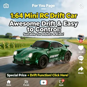 RC 911 Desktop super Drift Car 1:64 Mini scale RC Drift Car Electric Full Proportional drift function wheel Remote Control Car with Light Strips Green Sports Edition fun gifts