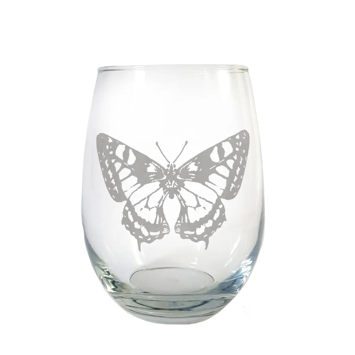 Lyoncraft SWBF01 18 oz Luminous, Lightweight Butterfly Engraved Stemless Wine Glass - Kitchenware Drinkware for Wine Serving