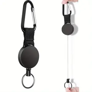 Wire rope easy to pull buckle webbing outdoor mountaineering telescopic easy to pull anti-loss key chain Keychain Carabiner