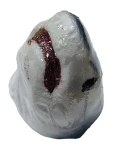 Shark Bath Bomb Fizzy Novelty Fun that Fizzies red from the inside. Kid Friendly Body Care orange Scent. Has avocado and clay for nouriching skin care Cocoa Cream