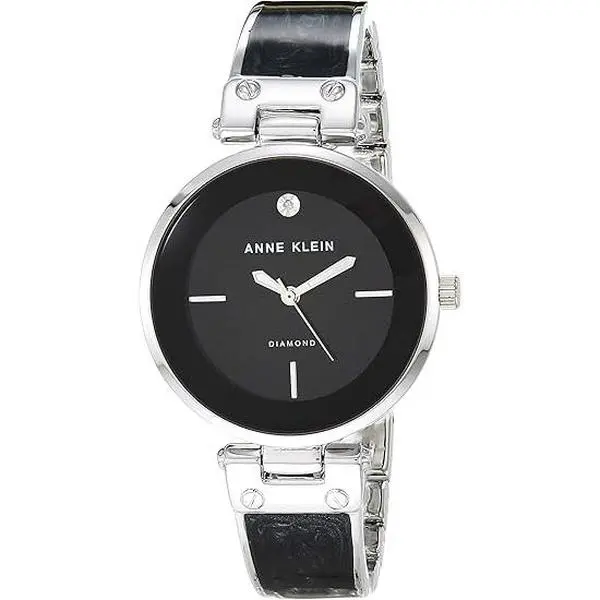 Anne Klein Genuine Diamond Dial Bangle Ladies Watch AK/2513BKSV