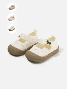 Cartoon Colorblock Velcro Baby Walking Shoes, Kids Shoes, Adjustable Magic Tape, Anti-Slip Soft Sole, Breathable Inner Lining, Spring & Fall, Soft Soled Shoes