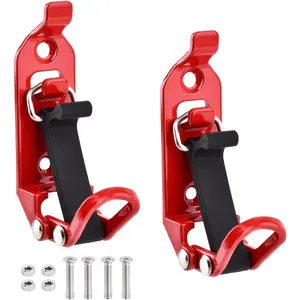 Metal Rubber Shovel Mount for Roof Rack & Truck Bed, Truck Offroad Axe Roof Rack Shovel Mount, Shovel Holder for Truck & Quick Fist Mounting Clamps Fit 0.67" to 1.57" D Tools Red 2PCS