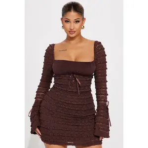 Espresso Lace Mini Dress - Brown