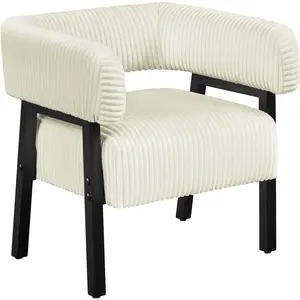 Costoffs Corduroy Barrel Club Chair, Modern Upholstered Lounge Chair with Solid Wood Legs, Perfect for Bedroom, and Living Room Leisure Seating
