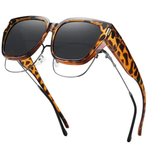 RMMEEY Fit Over Glasses Polarized Sunglasses for Women Men Trendy Square Wrap Around Shades UV Protection