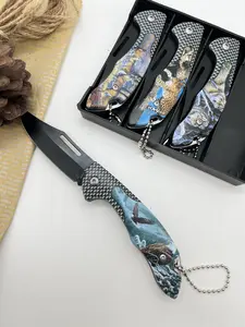 4-piece folding pocket knife, animal-style stainless steel handle, EDC knife, outdoor gear, suitable for outdoor camping fishing