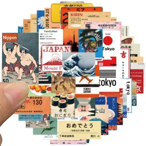 50 pcs Tokyo Travel Stamps Stickers for Teens Laptops, DIY Sticker Vintage Aesthetic Postage Stamp Stickers Waterproof Vinyl Decals for Water Bottle Journal Suitcase Notebook Bumper