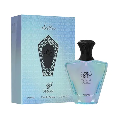 Afnan Turathi Electric Eau De Parfum Unisex 3 Oz | Aromatic Fruity Fragrance | Bright, Fresh & Modern Scent for Women and Men