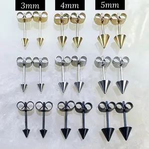 Dainty Spike Stud Earrings in Gold, Silver, or Black.