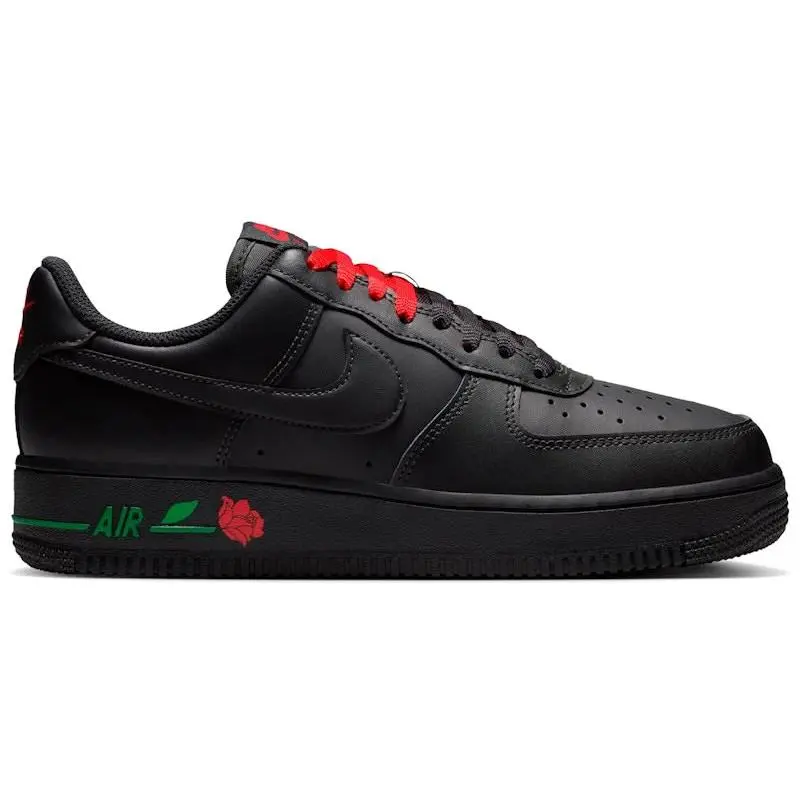 Nike Air Force 1 Low '07 SE Black Rose Women's Sneakers | Classic AF1 Low Silhouette Featuring Premium Leather Construction and Rose-Inspired Accents | Iconic Nike Air Cushioning with Timeless Basketball Heritage | Stylish Lifestyle Shoes for Casual Wear