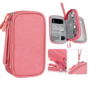 Electronic Organizer, Travel Cable Organizer Bag Pouch Electronic Accessories Carry Case Portable Waterproof Double Layers Storage Bag for Cable, Cord, Charger, Phone, Earphone, Large Size