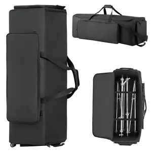 【Father's Day】VEVOR Drum Hardware Bag with Wheels, 1680D, Drum Set Equipment Carry Bag, Carrying Case with Sturdy Handle, Durable Zipper, Smooth PVC Wheels, Multiple Pockets, for Hardware and Stand Accessory, Black